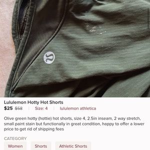 Green Hottie Hot Shorts SOLD DO NOT BUY